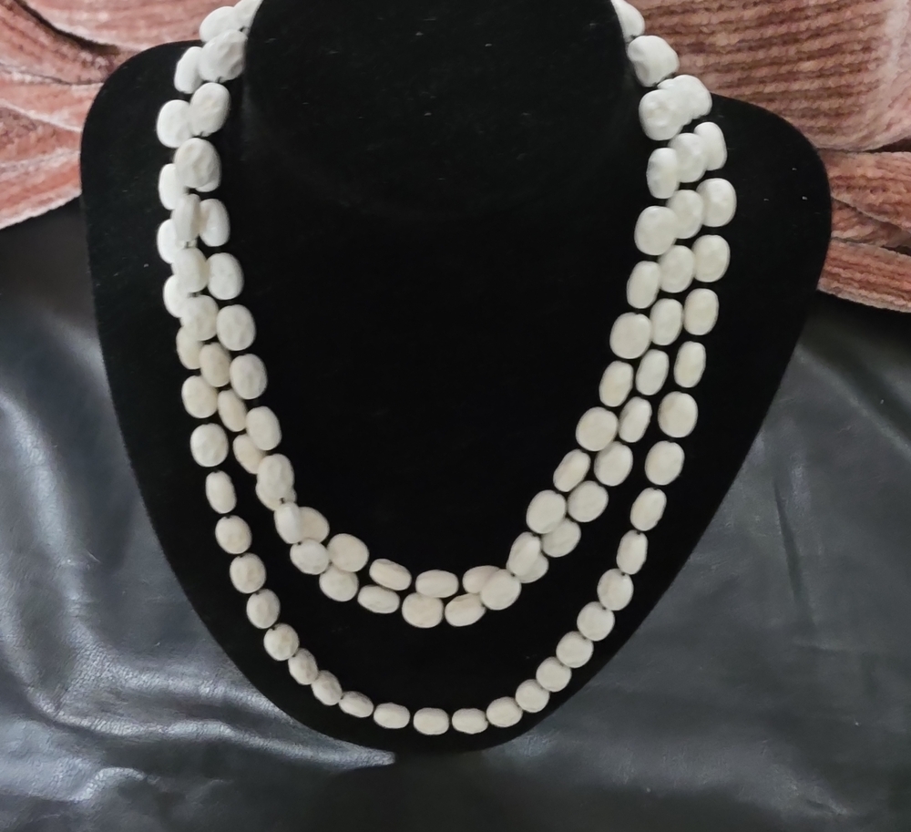 Sarah Coventry Triple-Strand White Bead Necklace